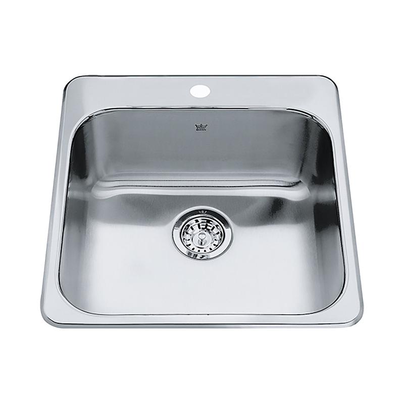 vier de cuisine  encastrer Steel Queen en acier inoxydable  1 cuve et 1 trou, 20'' x 20,5'' X 8''