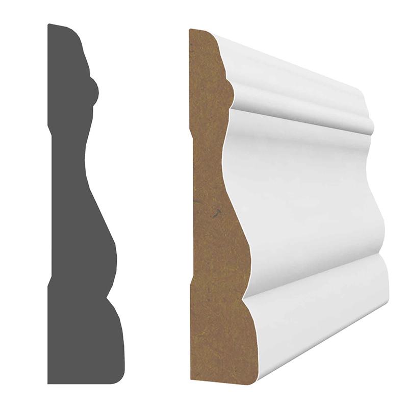 Cadrage en fibre de bois de style colonial prpeint blanc de 7'-1''x 2-3/4" x 5/8", 10 units