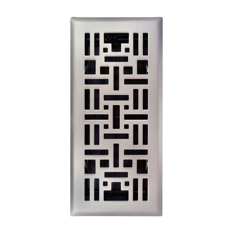 Registre de plancher en acier avec motif estamp argent, 4" x 10"