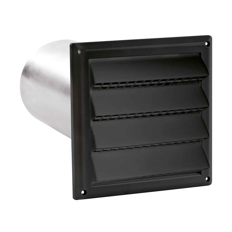 vent d'entre d'air  volets en plastique noir, 6"