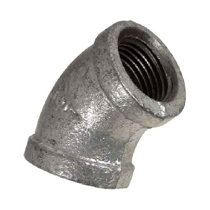Raccord en coude de 45 en fonte galvanise, 3/8" x 3/8"