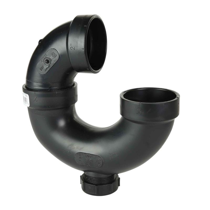 Siphon en ''P'' ABS-DWV avec regard de nettoyage femelle, 2"