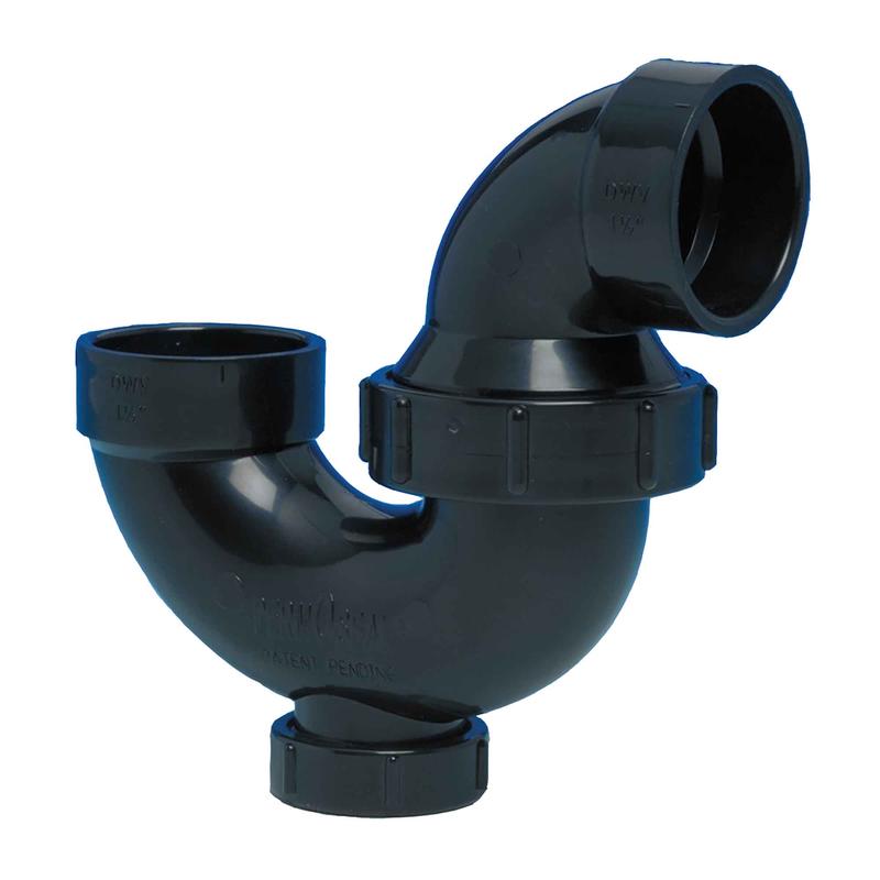 Siphon en ''P'' pivotant avec union souple et bouchon de dgorgement ABS-DWV femelle, 1-1/2"