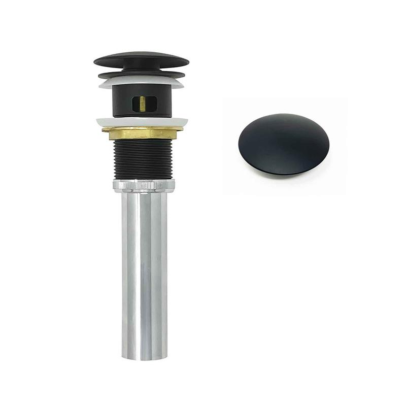 Bonde escamotable pour lavabo avec trop-plein, noir mat