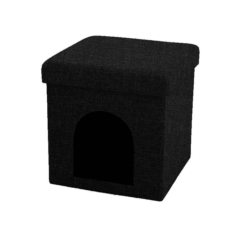Pouf pliable avec lit pour animal intgr de 15" x 15" x 15", noir
