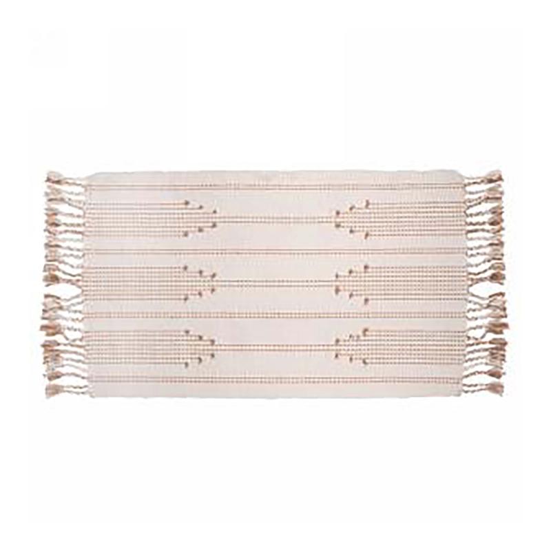 Tapis  motif de terre cuite et  franges tresses