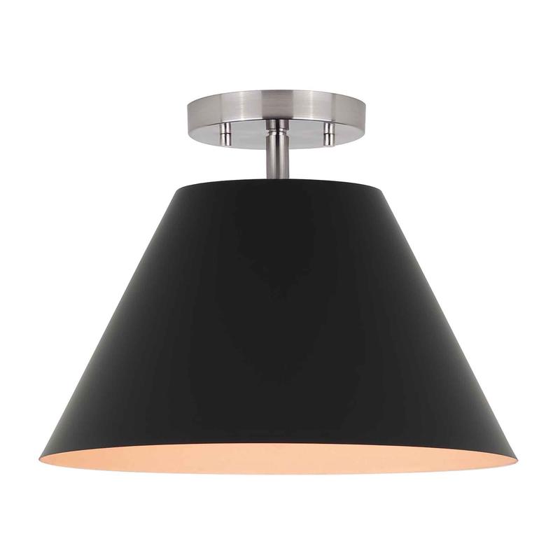 Semi-plafonnier Talia  1ampoule, noir et nickel bross