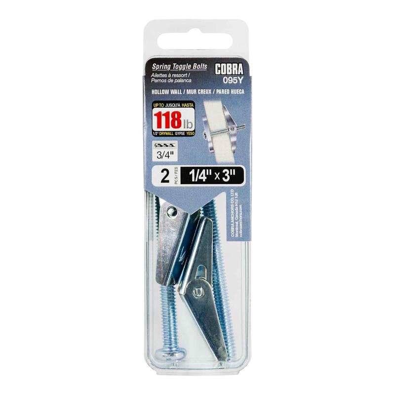 Ailettes  ressort pour mur creux de 1/4" x 3", 2units