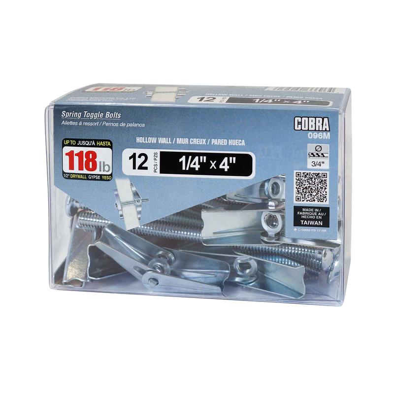 Ailettes  ressort pour mur creux de 1/4" x 4", 12units