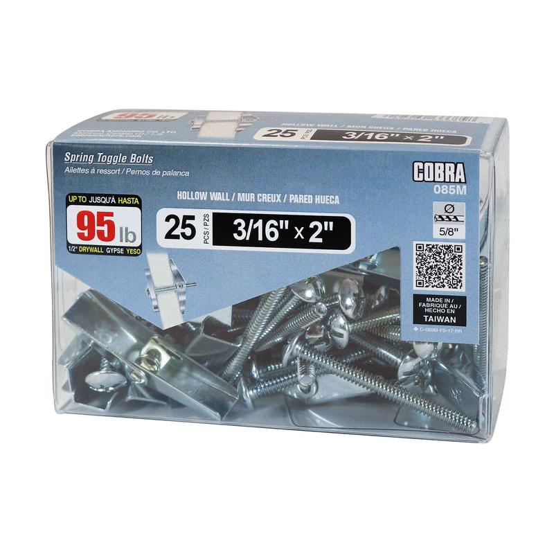 Ailettes  ressort pour mur creux de 3/16" x 2", 25units