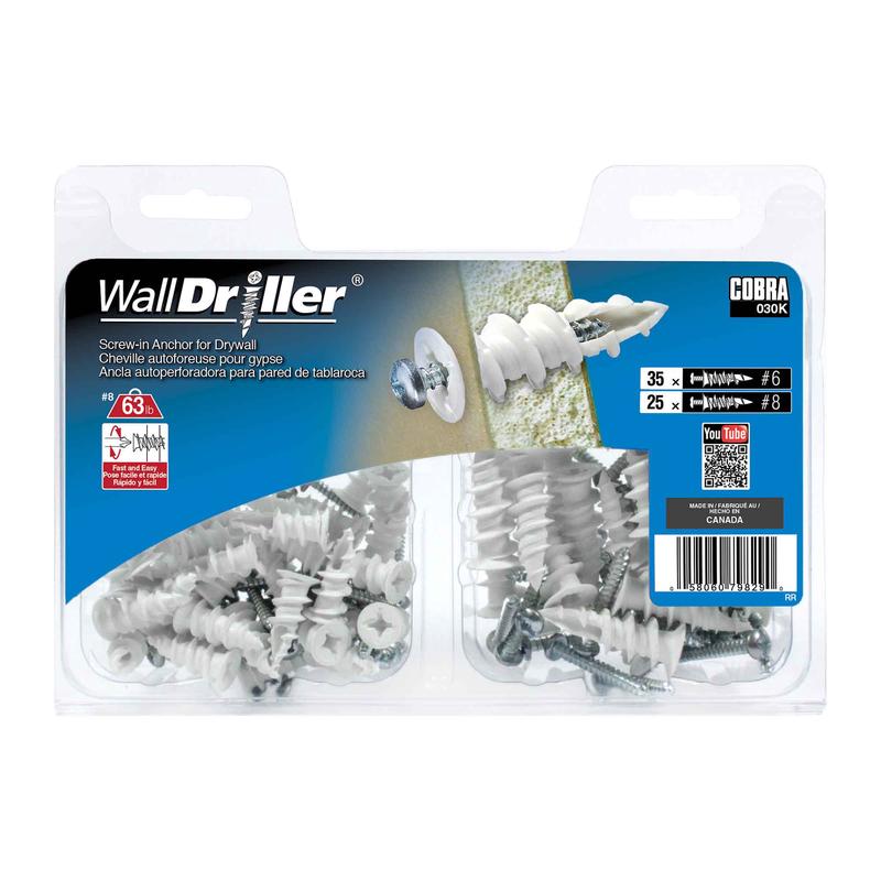 Ancrage en nylon pour mur creux WallDriller #6 et #8, 60units