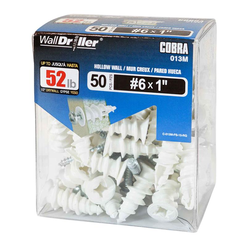 Ancrage en nylon pour mur creux WallDriller #6 x 1", 50units