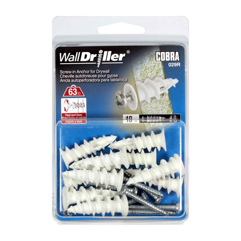 Ancrage en nylon pour mur creux WallDriller #8 x 1-1/2'', 10units