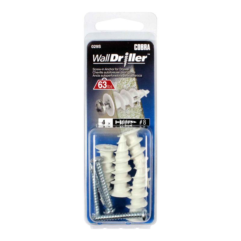 Ancrage en nylon pour mur creux WallDriller #8 x 1-1/2", 4units