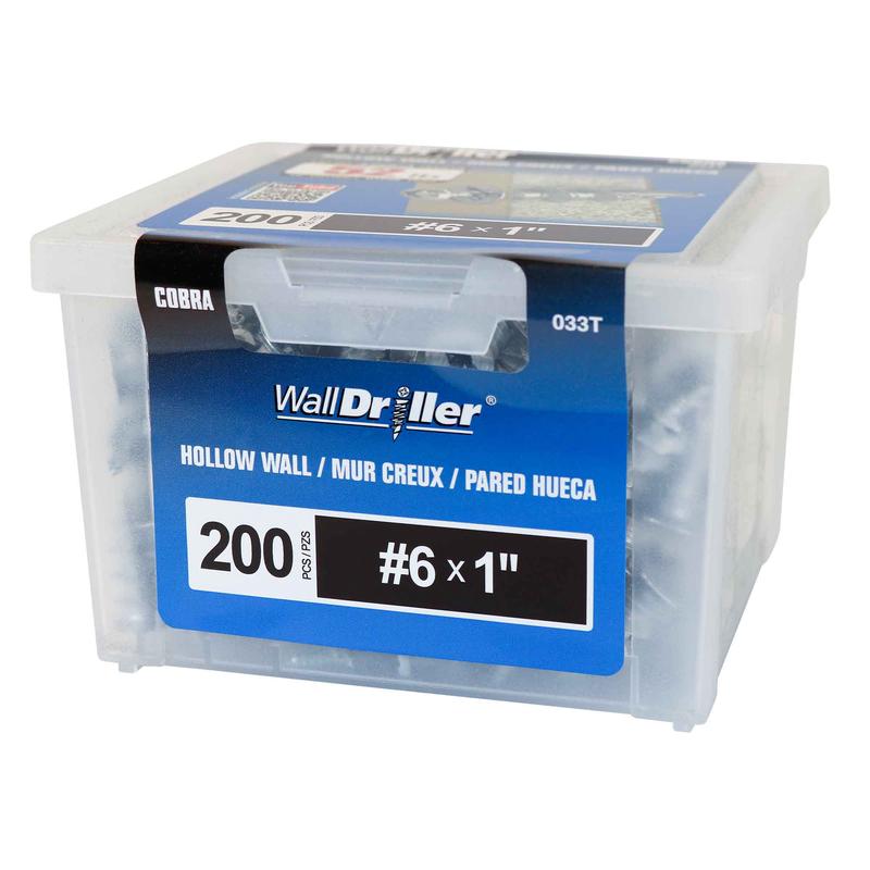 Ancrage en zinc pour mur creux WallDriller #6 x 1", 200units