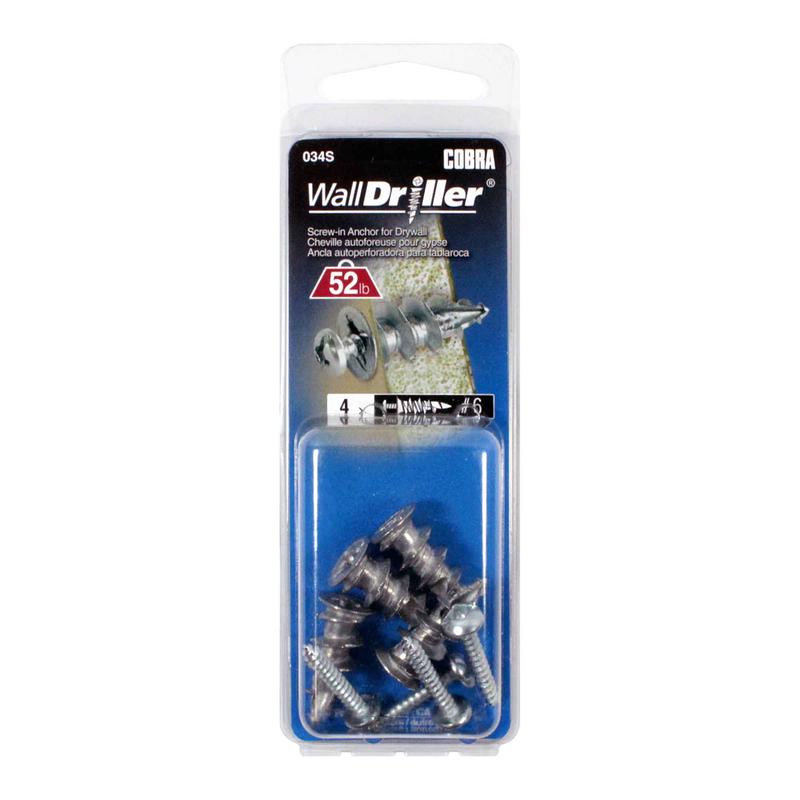 Ancrage en zinc pour mur creux WallDriller #6 x 1'', 4units