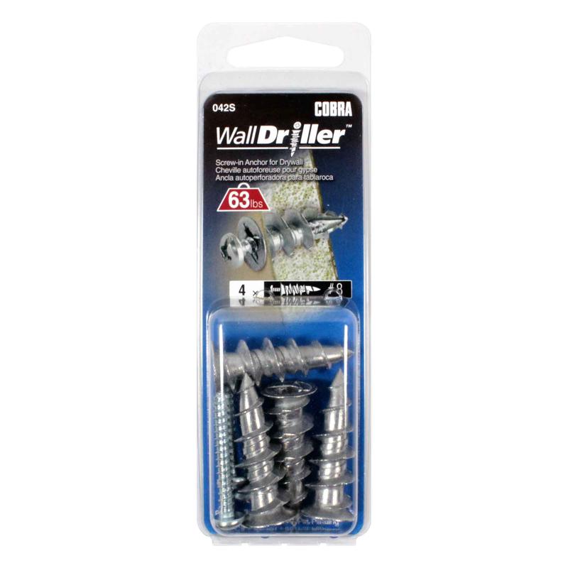Ancrage en zinc pour mur creux WallDriller #8 x 1-1/2'', 4units