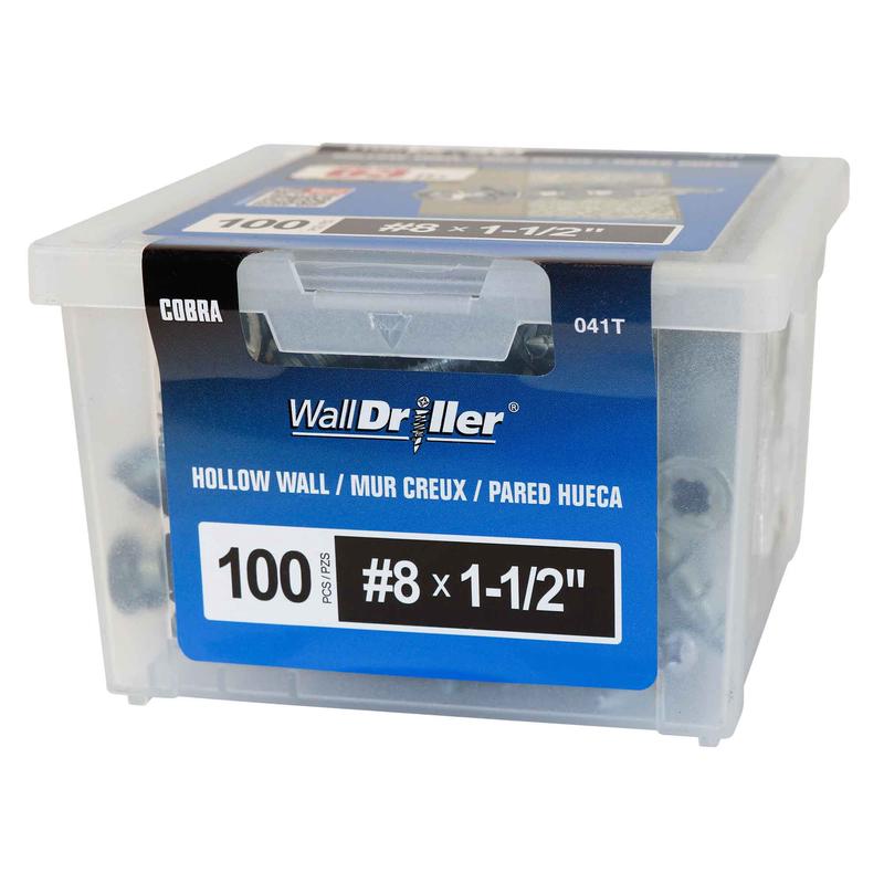 Ancrage en zinc pour mur creux WallDriller #8 x1-1/2", 100units