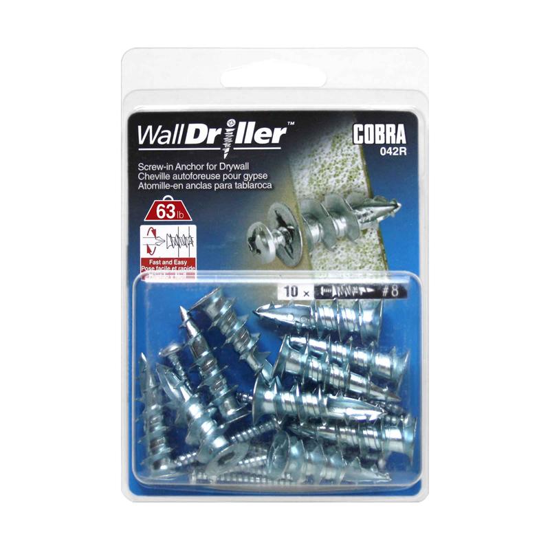 Ancrage en zinc pour mur creux WallDriller #8x1-1/2", 10units