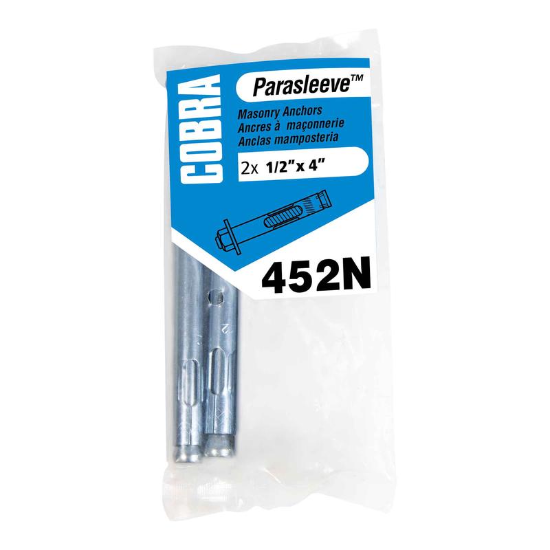 Ancrage plaqu zinc pour bton Parasleeve de 1/2" x 4", 2 units