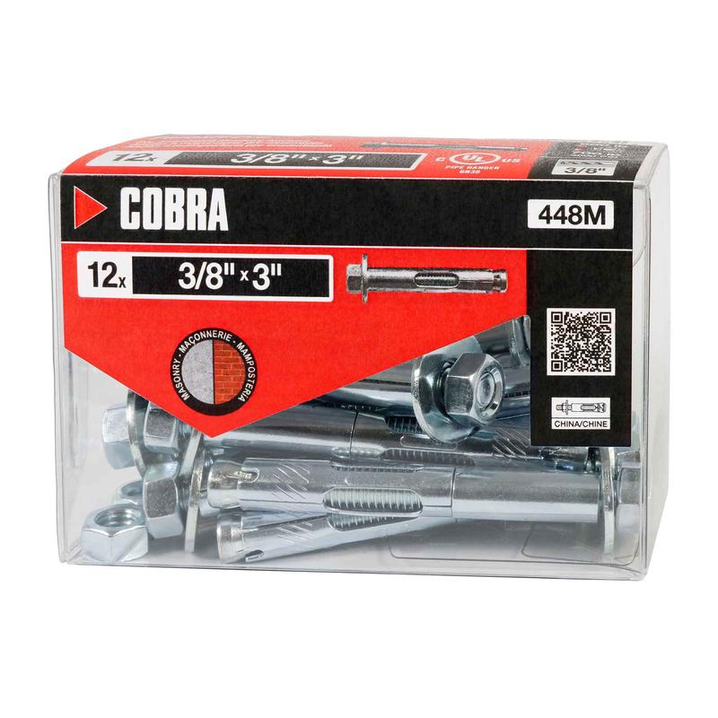 Ancrage plaqu zinc pour bton Parasleeve de 3/8" x 3", 12 units