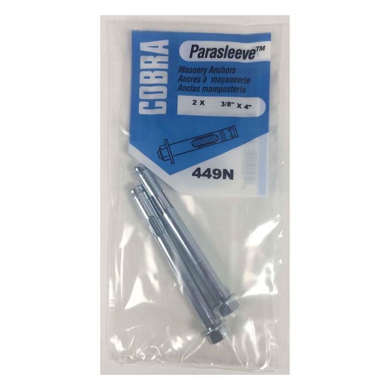 Ancrage plaqu zinc pour bton Parasleeve de 3/8" x 4", 2 units