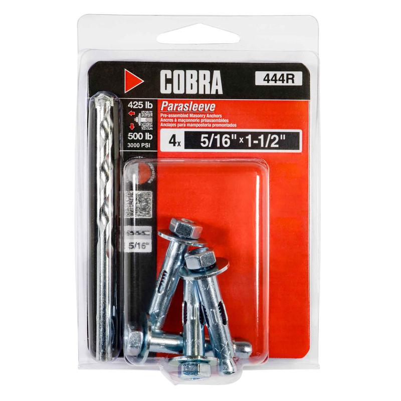 Ancrage plaqu zinc pour bton Parasleeve de 5/16" x1-1/2", 4 units