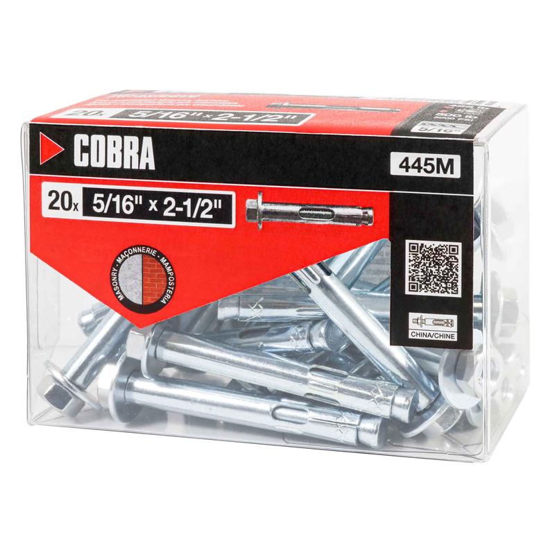 Ancrage plaqu zinc pour bton Parasleeve de 5/16" x2-1/2", 20 units