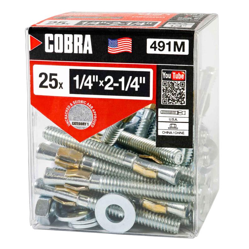 Ancrage plaqu zinc pour bton Parawedge de 1/4" x2-1/4", 25units