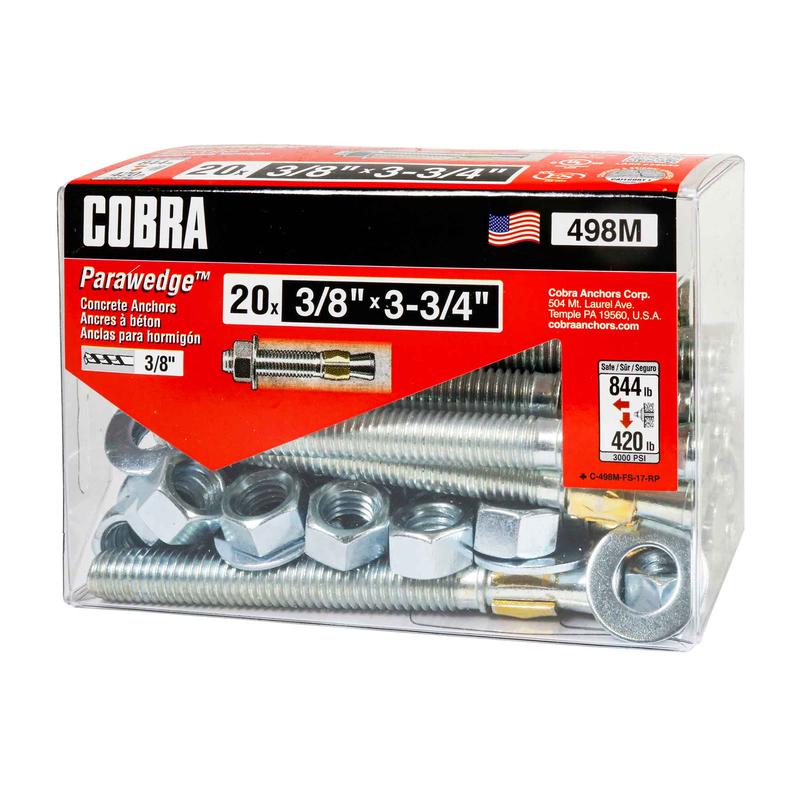 Ancrage plaqu zinc pour bton Parawedge de 3/8" x3-3/4", 20units