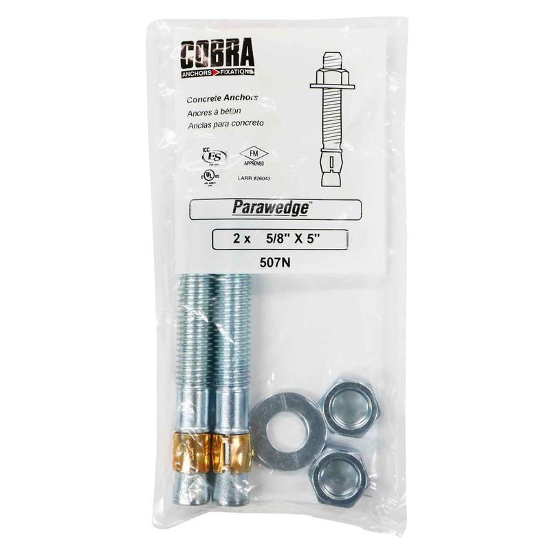 Ancrage plaqu zinc pour bton Parawedge de 5/8" x 5", 2 units
