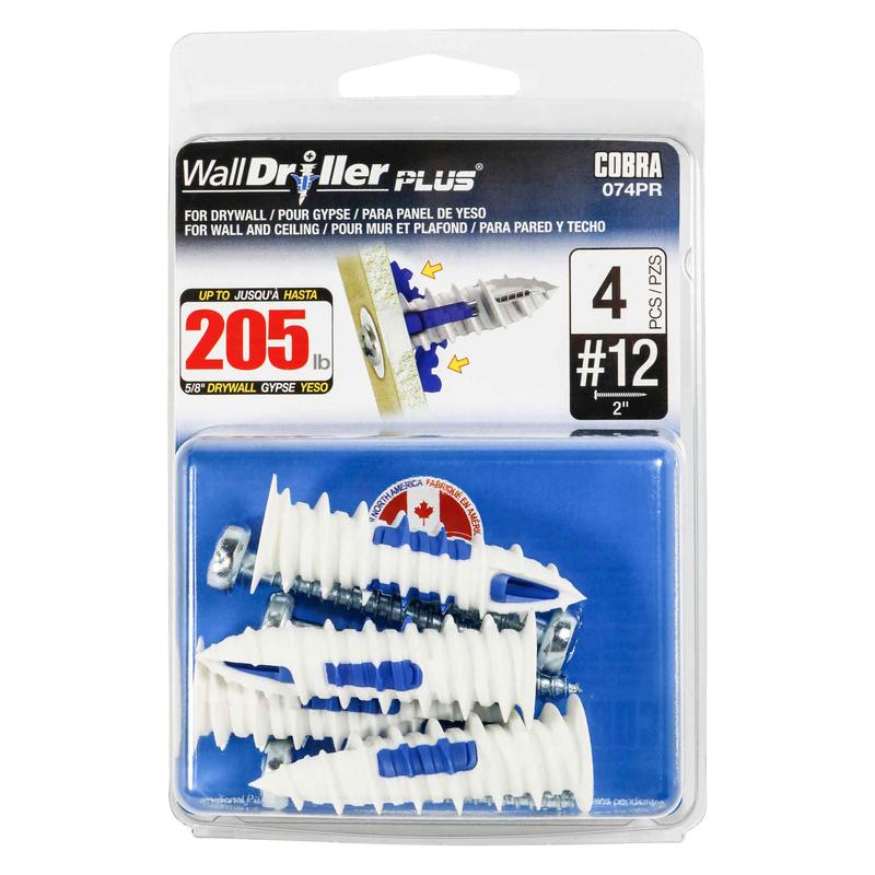 Ancrage pour mur creux WallDriller Plus #12 x 2", 4units