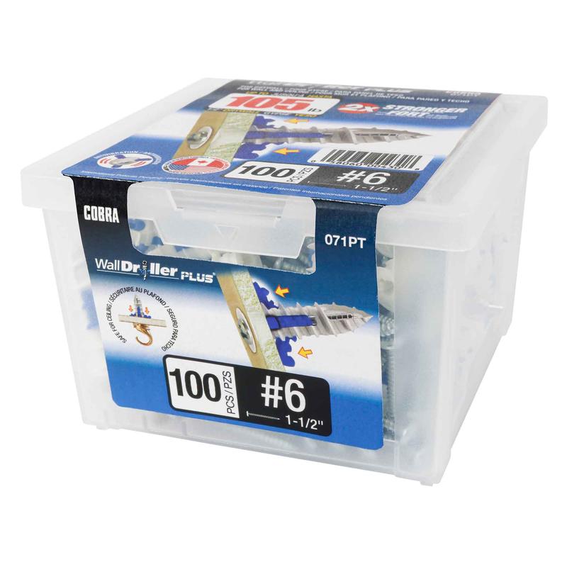 Ancrage pour mur creux WallDriller Plus #6 x1-1/2", 100units
