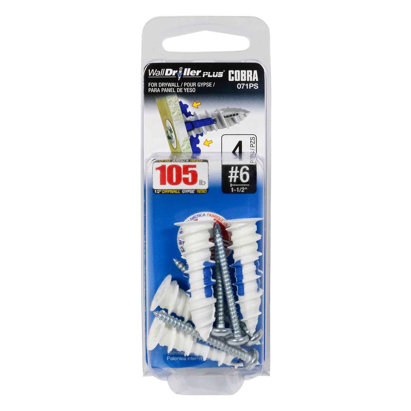Ancrage pour mur creux WallDriller Plus #6 x1-1/2", 4units