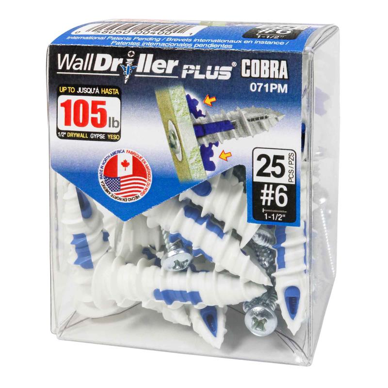 Ancrage pour mur creux WallDriller Plus #6x1-1/2", 25units