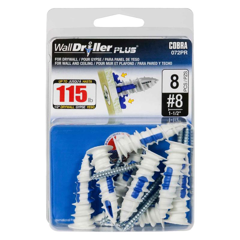 Ancrage pour mur creux WallDriller Plus #8 x1-1/2", 8units