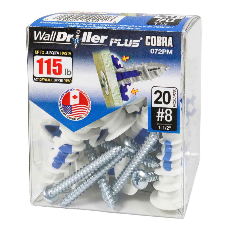Ancrage pour mur creux WallDriller Plus #8x1-1/2", 20units