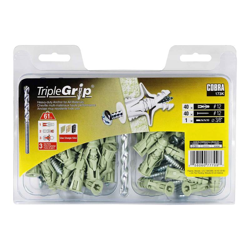 Ancrage TripleGrip de #12 x 1-3/4'', 40units