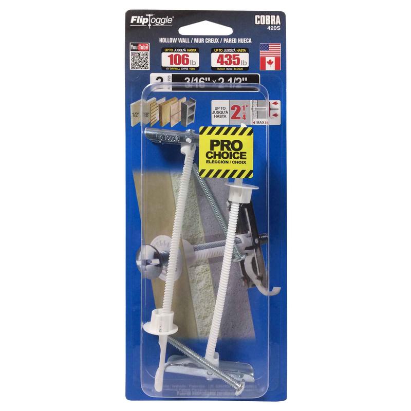 Ancrages pour murs creux FlipToggle de 3/16" x2-1/2", 2units