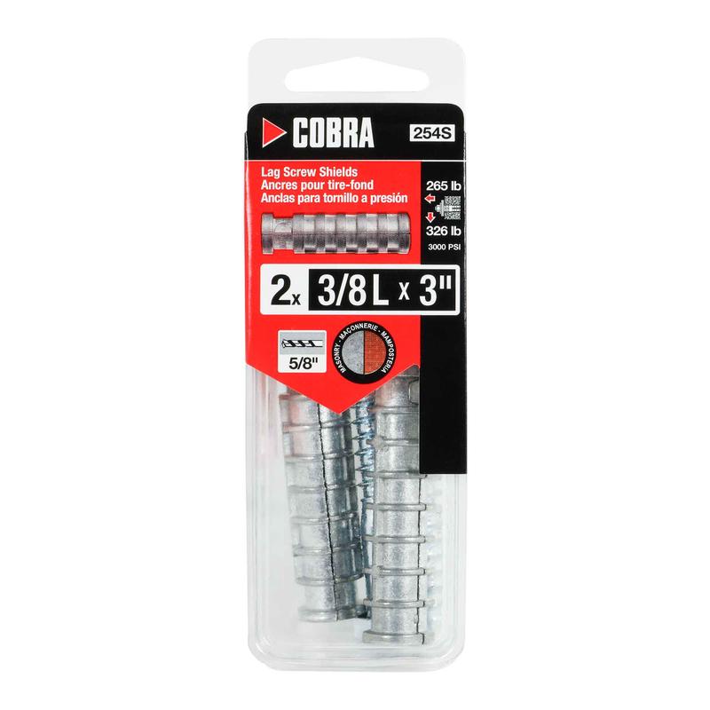 Ancre pour tire-fond de 3/8" (L), 2 units