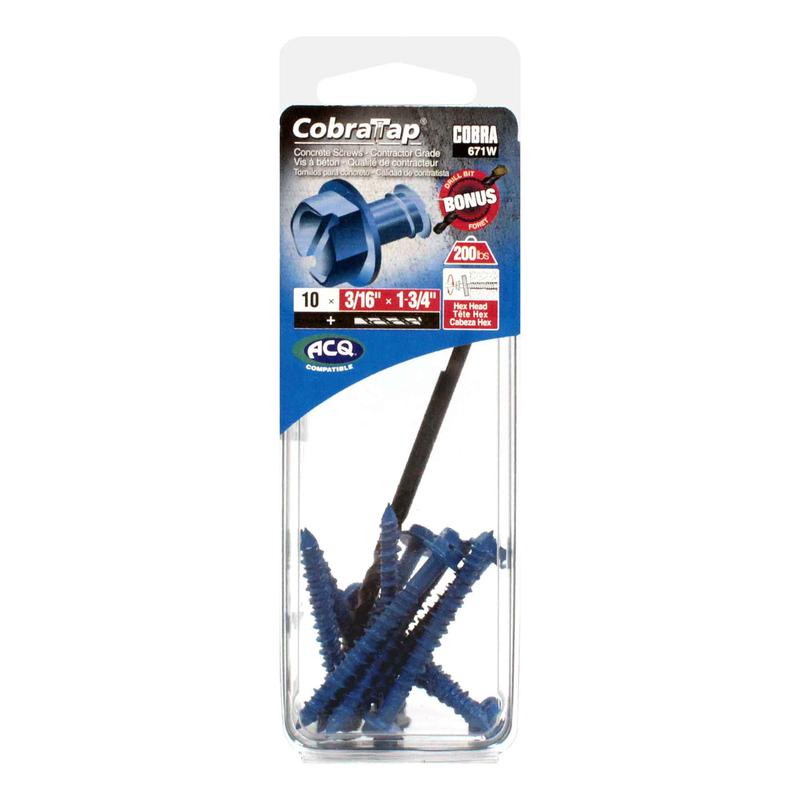 Vis  bton  tte hexagonale CobraTap de 3/16" x 1-3/4", 10 units