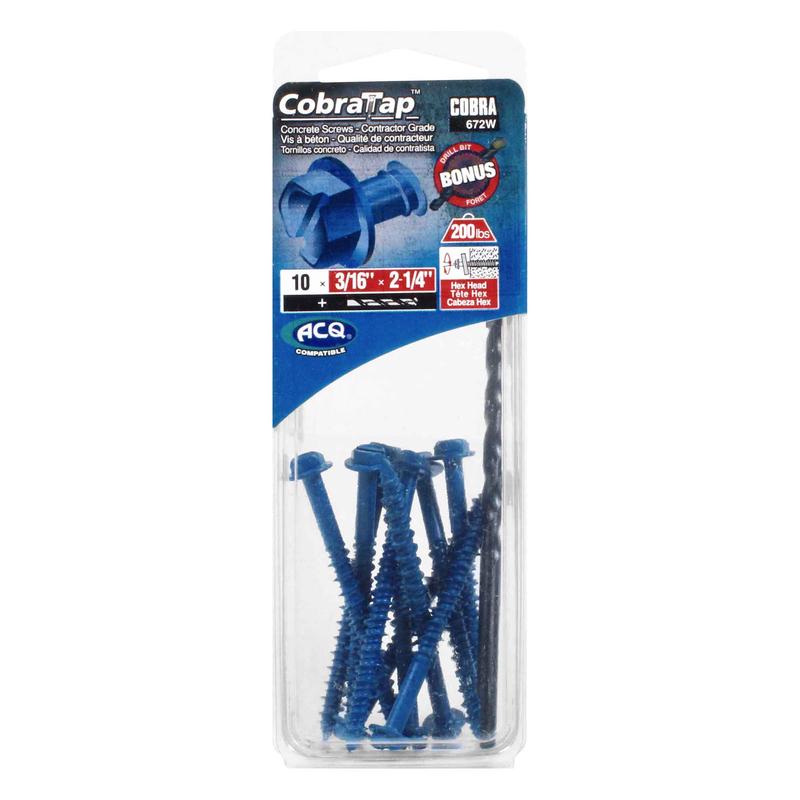 Vis  bton  tte hexagonale CobraTap de 3/16" x 2-1/4", 10 units