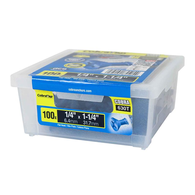 Vis  bton  tte plate CobraTap de 1/4" x 1-1/4", 100 units