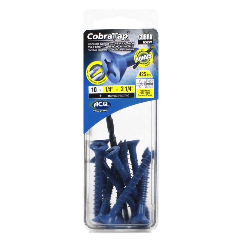 Vis  bton  tte plate CobraTap de 1/4" x 2-1/4", 10 units