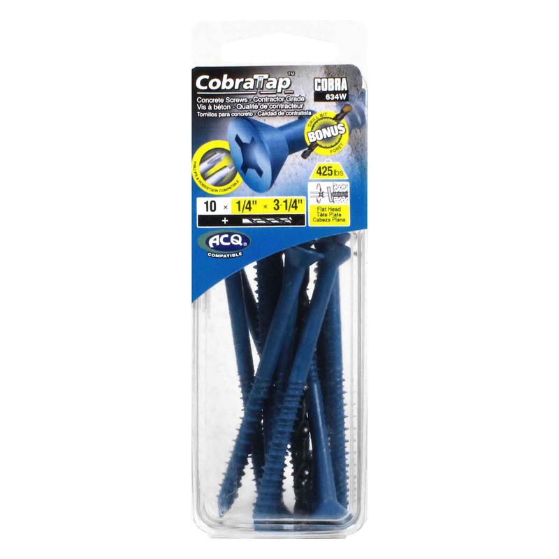 Vis  bton  tte plate CobraTap de 1/4" x 3-1/4", 10 units