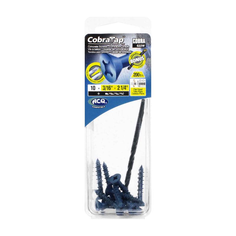 Vis  bton  tte plate CobraTap de 3/16" x 2-1/4'', 10 units