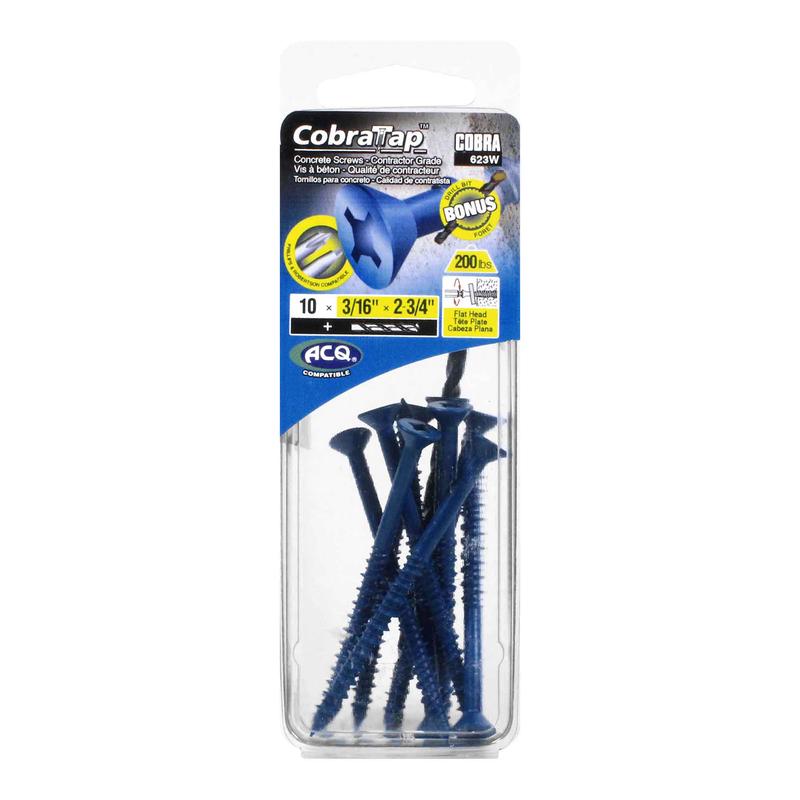 Vis  bton  tte plate CobraTap de 3/16" x 2-3/4", 10 units