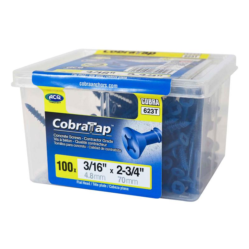 Vis  bton  tte plate CobraTap de 3/16" x 2-3/4", 100 units