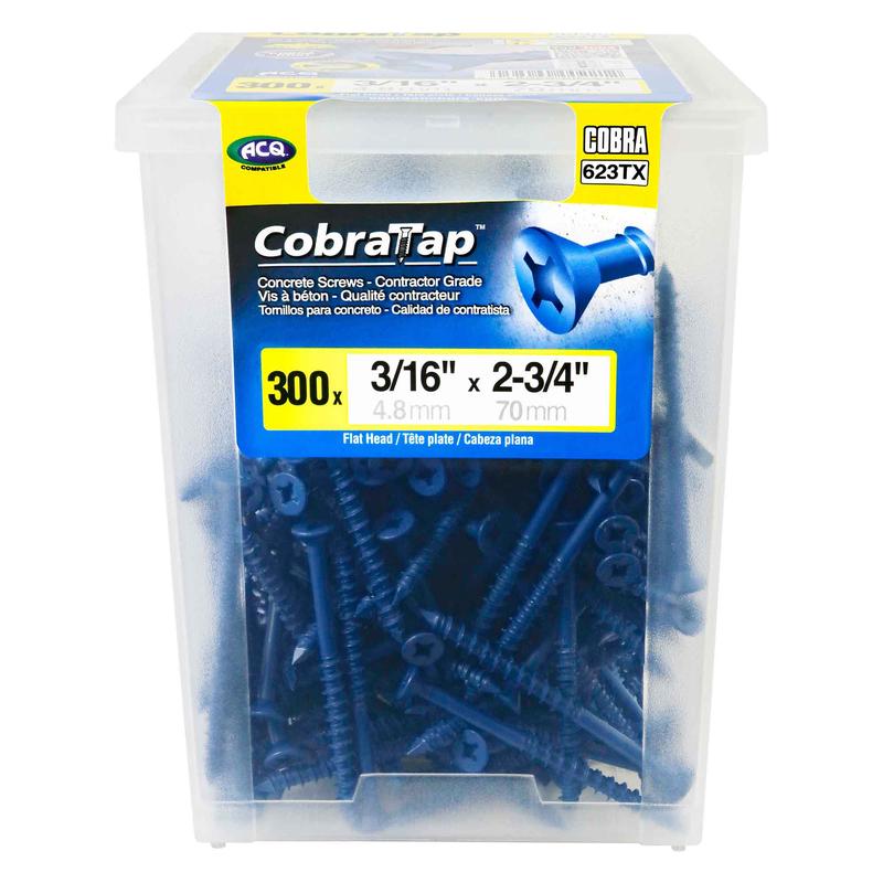 Vis  bton  tte plate CobraTap de 3/16" x 2-3/4", 300 units