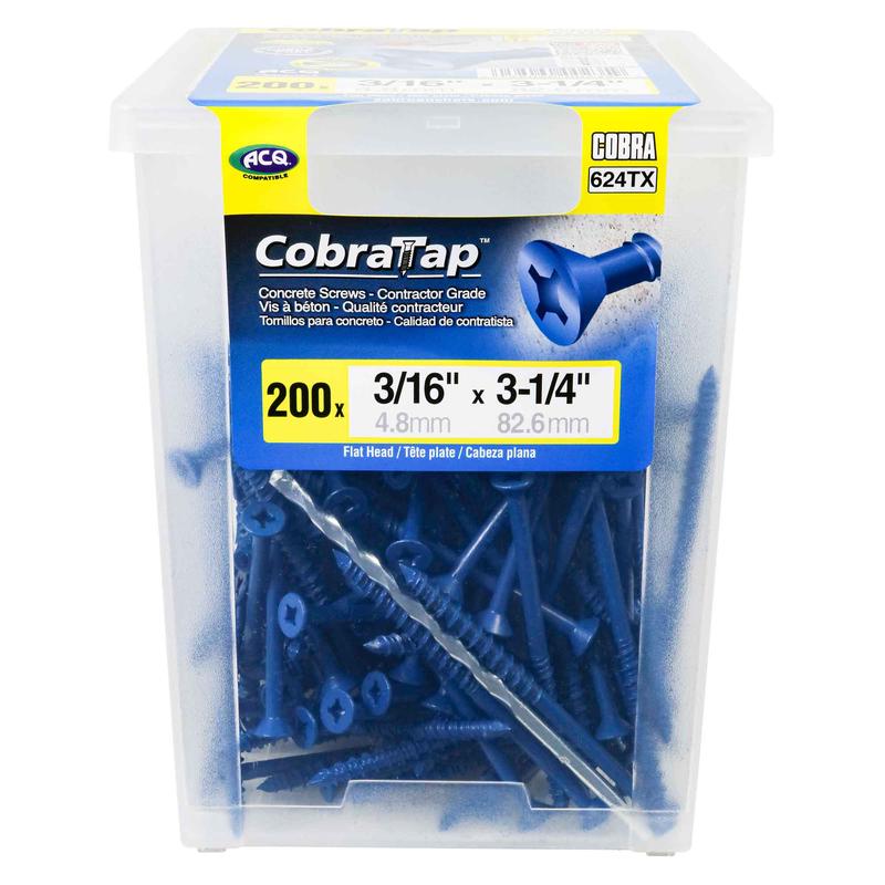 Vis  bton  tte plate CobraTap de 3/16" x 3-1/4", 200 units